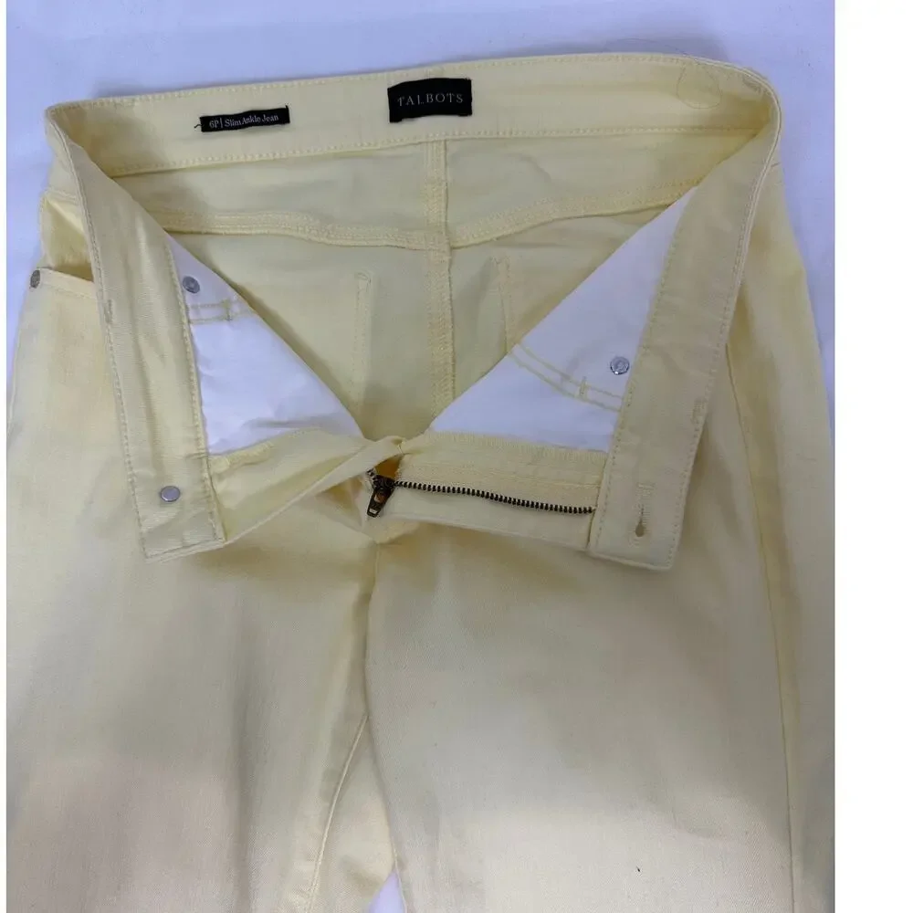 Talbots Women's Size 8 Yellow Slim Ankle Jeans Stretch Denim 5 Pocket Pants